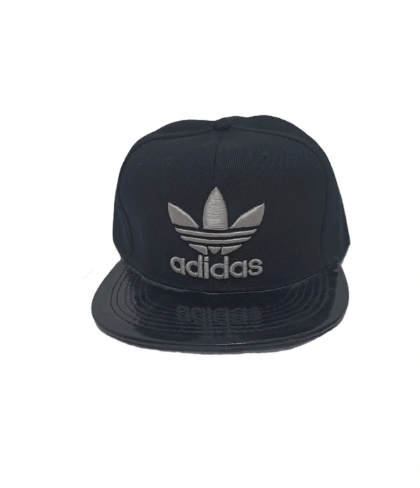 Mens China Imported Embrodary Design Leather Hood Adidas Logo Hip-Hop Cap Black Color-Snapback Fitting - 12