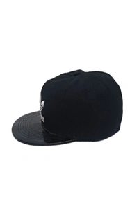 Mens China Imported Embrodary Design Leather Hood Adidas Logo Hip-Hop Cap Black Color-Snapback Fitting - 12