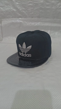Mens China Imported Embrodary Design Leather Hood Adidas Logo Hip-Hop Cap Black Color-Snapback Fitting - 12