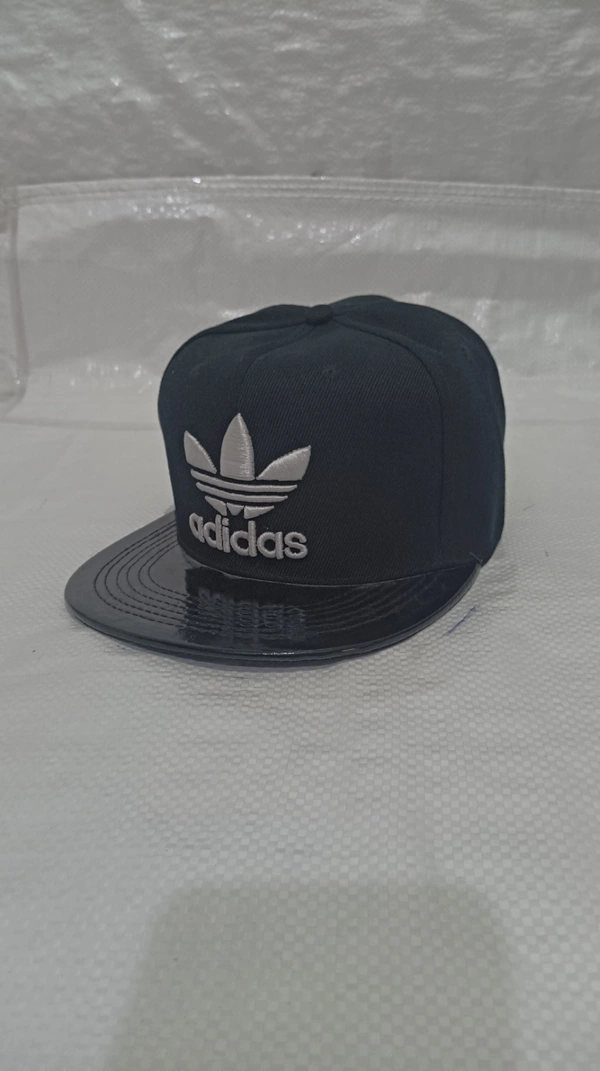 Mens China Imported Embrodary Design Leather Hood Adidas Logo Hip-Hop Cap Black Color-Snapback Fitting - 12