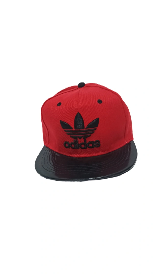 Mens China Imported Embrodary Design Leather Hood Adidas Logo Hip-Hop Cap Red Color-Snapback Fitting - 12
