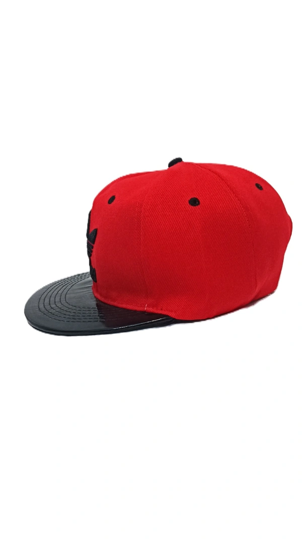 Mens China Imported Embrodary Design Leather Hood Adidas Logo Hip-Hop Cap Red Color-Snapback Fitting - 12