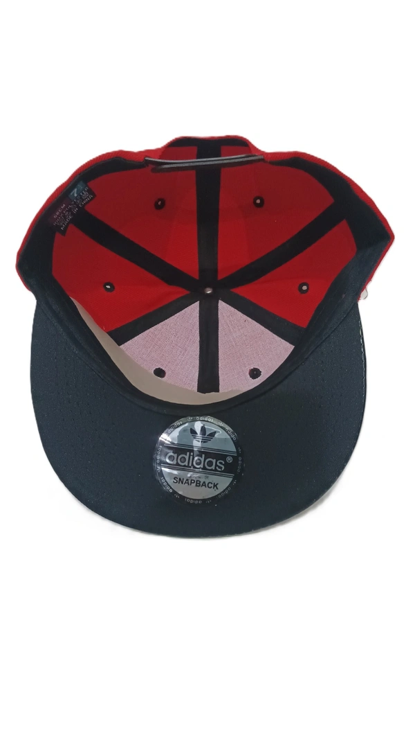 Mens China Imported Embrodary Design Leather Hood Adidas Logo Hip-Hop Cap Red Color-Snapback Fitting - 12