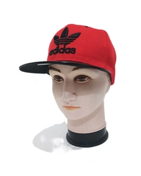 Mens China Imported Embrodary Design Leather Hood Adidas Logo Hip-Hop Cap Red Color-Snapback Fitting - 12