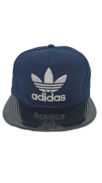 Mens China Imported Embrodary Design Leather Hood Adidas Logo Hip-Hop Cap Deep Blue Color-Snapback Fitting - 12