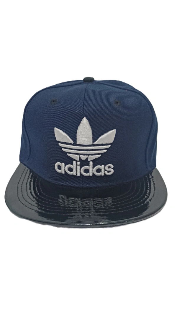 Mens China Imported Embrodary Design Leather Hood Adidas Logo Hip-Hop Cap Deep Blue Color-Snapback Fitting - 12