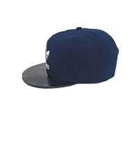 Mens China Imported Embrodary Design Leather Hood Adidas Logo Hip-Hop Cap Deep Blue Color-Snapback Fitting - 12