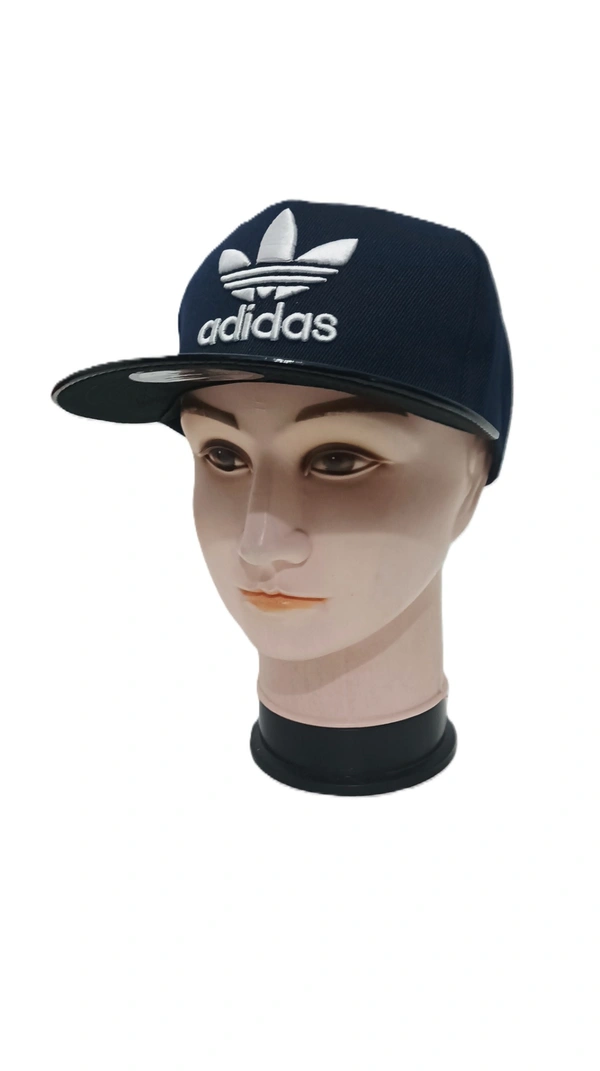 Mens China Imported Embrodary Design Leather Hood Adidas Logo Hip-Hop Cap Deep Blue Color-Snapback Fitting - 12