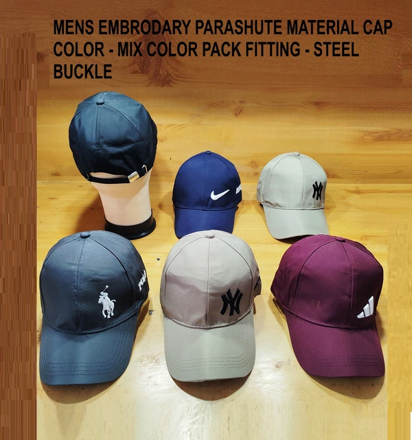 MEN'S EMBRODARY PARASUTE MATERIAL CAP COLOR MIX COLOR PACK FITTING STEEL BUCKLE   - FREE SIZE, 12
