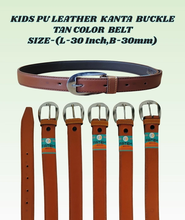 KIDS PU LEATHER  KANTA  BUCKLE TAN  COLOR BELT SIZE-(30 INCH LENGTH,30MM WIDTH) - SIZE-(30 INCH LENGTH,30MM WIDTH), 12