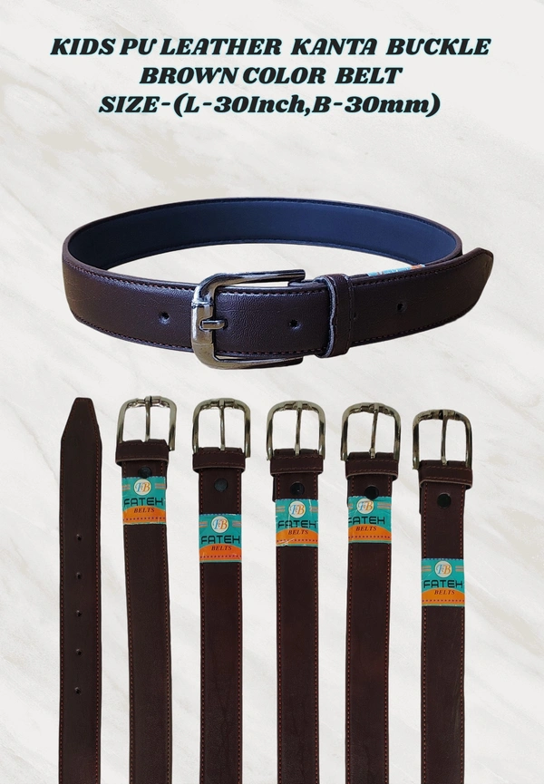 KIDS PU LEATHER  KANTA  BUCKLE BROWN  COLOR BELT SIZE-(30 INCH LENGTH,30MM WIDTH) - SIZE-(30 INCH LENGTH,30MM WIDTH), 12