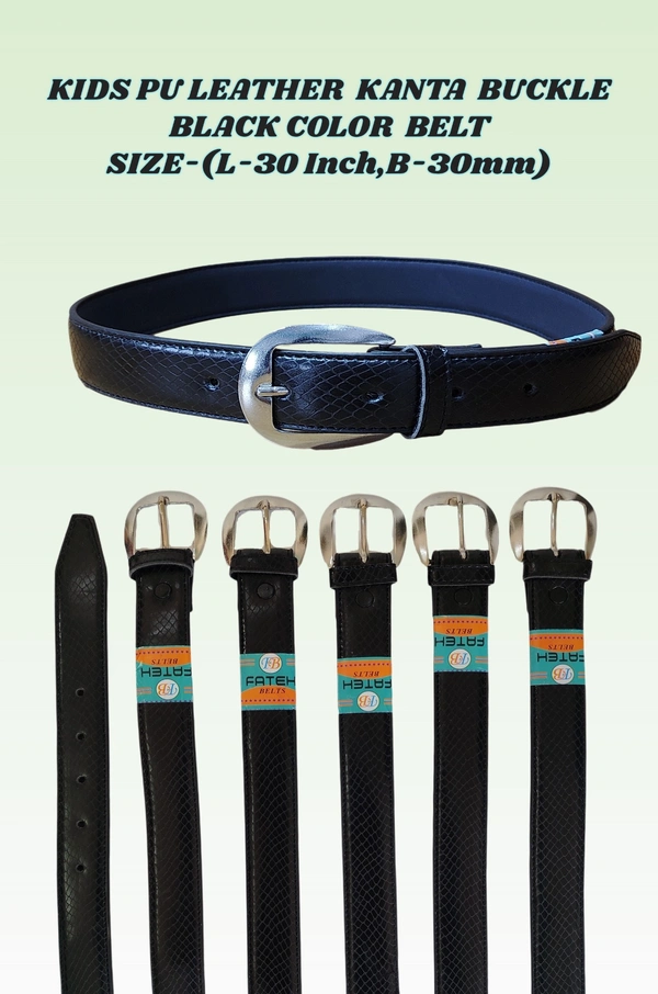 KIDS PU LEATHER  KANTA  BUCKLE BLACK  COLOR BELT SIZE-(30 INCH LENGTH,30MM WIDTH) - SIZE-(30 INCH LENGTH,30MM WIDTH), 12