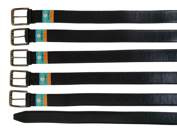 MEN'S PU LEATHER  BLACK  COLOR  PIN HOLE BUCKLE BELT  SIZE-(45 INCH LENGTH,40MM WIDTH) - SIZE-(45 INCH LENGTH,40MM WIDTH), 6