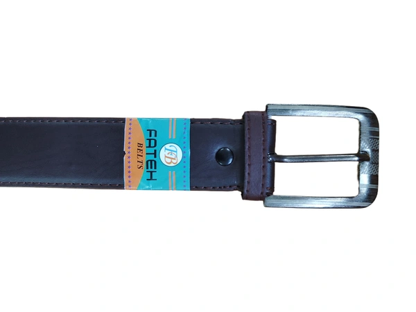 MEN'S PU LEATHER BROWN   COLOR  PIN HOLE BUCKLE BELT  SIZE-(45 INCH LENGTH,40MM WIDTH) - SIZE-(45 INCH LENGTH,40MM WIDTH), 6