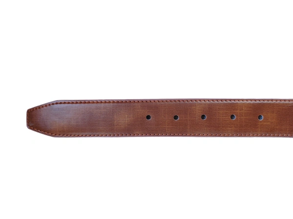MEN'S PU LEATHER TAN   COLOR  PIN HOLE BUCKLE BELT  SIZE-(45 INCH LENGTH,40MM WIDTH) - SIZE-(45 INCH LENGTH,40MM WIDTH), 6