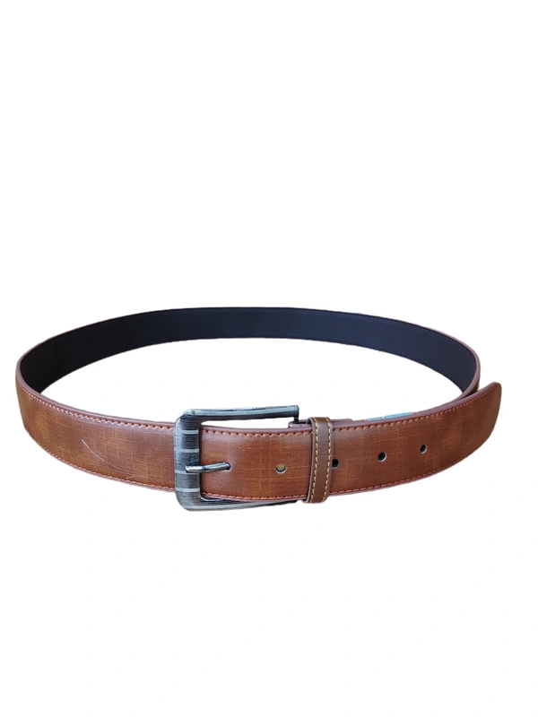 MEN'S PU LEATHER TAN   COLOR  PIN HOLE BUCKLE BELT  SIZE-(45 INCH LENGTH,40MM WIDTH) - SIZE-(45 INCH LENGTH,40MM WIDTH), 6