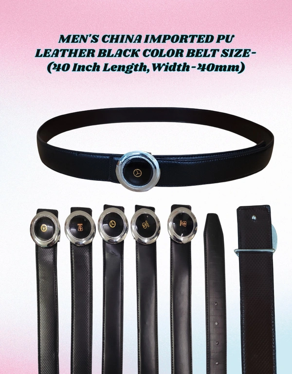 MEN'S CHINA IMPORTED PU LEATHER BLACK COLOR BELT  SIZE-(45 INCH LENGTH,40MM WIDTH) - SIZE-(45 INCH LENGTH,40MM WIDTH), 6