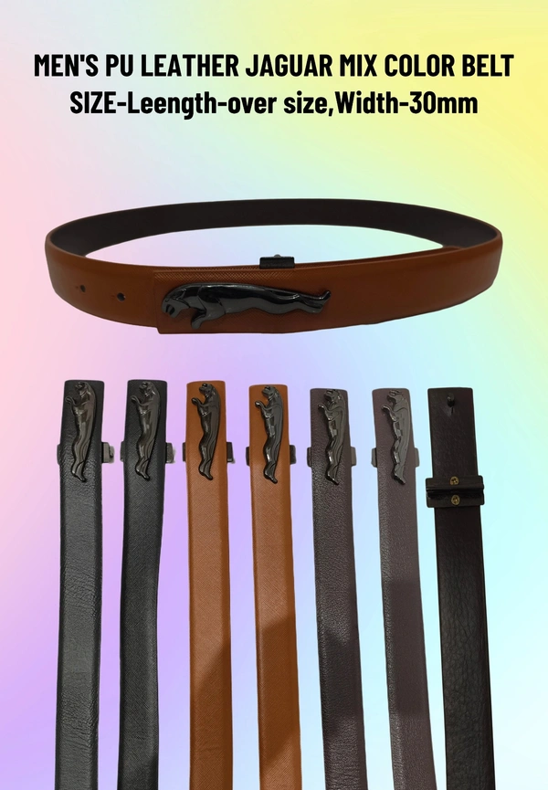 MEN'S PU LEATHER JAGUAR MIX COLOR BELT SIZE-(45 INCH LENGTH,30MM WIDTH) - SIZE-(45 INCH LENGTH,30MM WIDTH), 6
