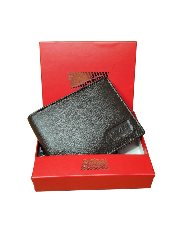 MENS GENUINE LEATHER BRANDED WALLET IN BLACK AND BROWN COLOR  - FREE, 6
