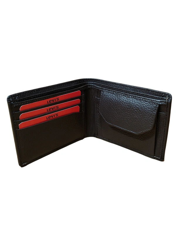 MENS GENUINE LEATHER BRANDED WALET IN BLACK COLOR  - FREE, 6