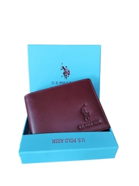 MENS GENUINE LEATHER BRANDED WALLET IN BROWN COLOR  - FREE, 6