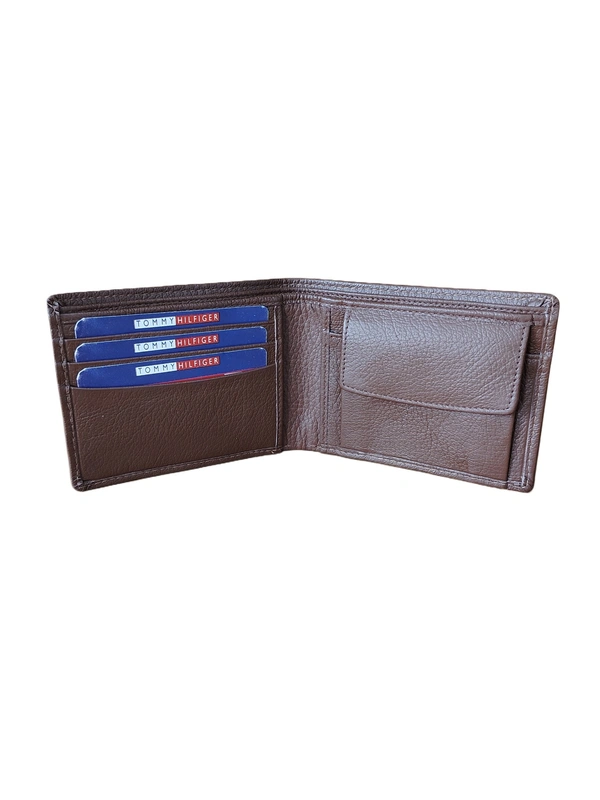 MENS GENUINE LEATHER BRANDED WALLET IN BLACK AND BROWN COLOR  - FREE, 6
