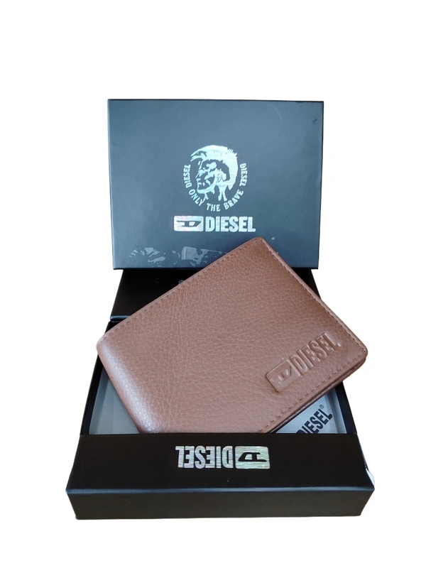 MENS GENUINE LEATHER BRANDED WALLET IN BROWN COLOR  - FREE, 6