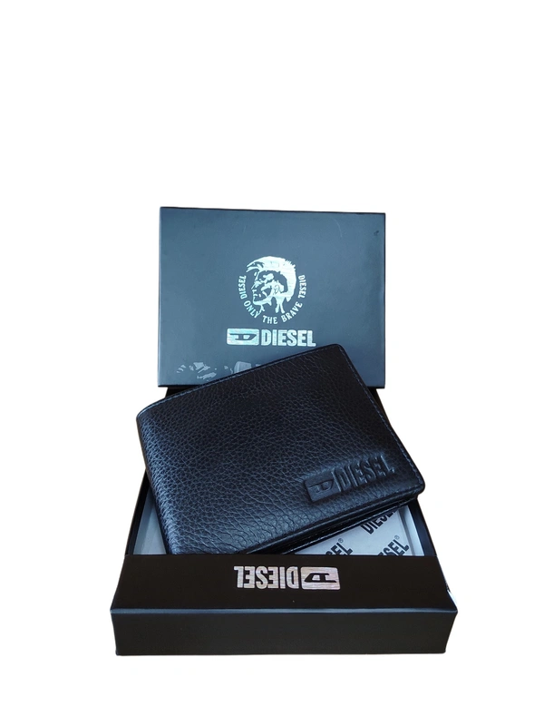 MENS GENUINE LEATHER BRANDED WALLET IN BLACK COLOR  - FREE, 6