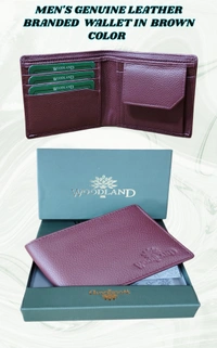MENS GENUINE LEATHER BRANDED WALLET IN BLACK AND BROWN COLOR  - FREE, 6
