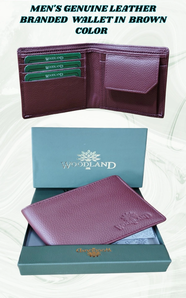 MENS GENUINE LEATHER BRANDED WALLET IN BLACK AND BROWN COLOR  - FREE, 6