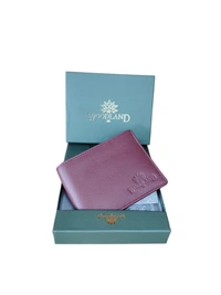 MENS GENUINE LEATHER BRANDED WALLET IN BROWN COLOR  - FREE, 6