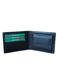MENS GENUINE LEATHER BRANDED WALLET IN BLACK COLOR  - FREE, 6