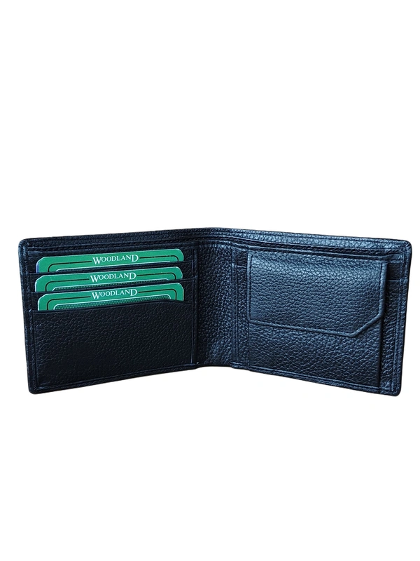 MENS GENUINE LEATHER BRANDED WALLET IN BLACK COLOR  - FREE, 6