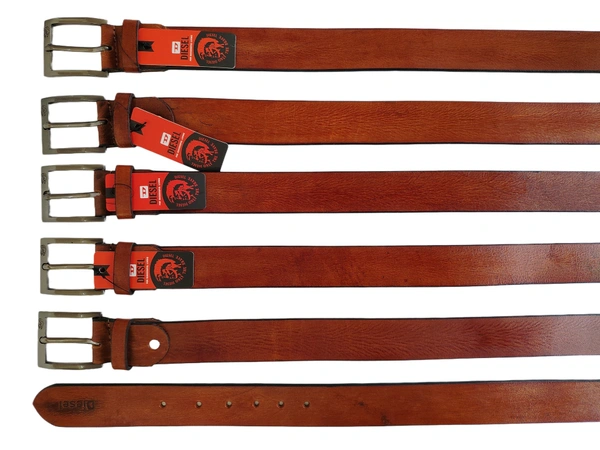 40 MM MEN GENUINE LEATHER TAN COLOR BELT SIZE 42-52(6 SIZE) - FREE SIZE, 6