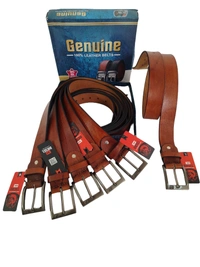 40 MM MEN GENUINE LEATHER TAN COLOR BELT SIZE 42-52(6 SIZE) - FREE SIZE, 6