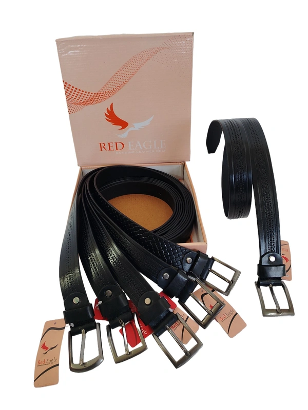 35 MM P2C DESIGN MEN GENUINE LEATHER BLACK COLOR BELT SIZE -42-52-(6 SIZE) - FREE SIZE, 6