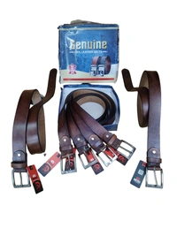 40 MM MEN'S GENUINE LEATHER BROWN COLOR BELT SIZE 42-52 (6 SIZE) - FREE SIZE, 6