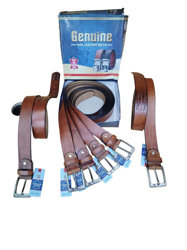 40 MM MENS GENUINE LEATHER BROWN COLOR BELT SIZE -42-52-(6 SIZE) - FREE SIZE, 6