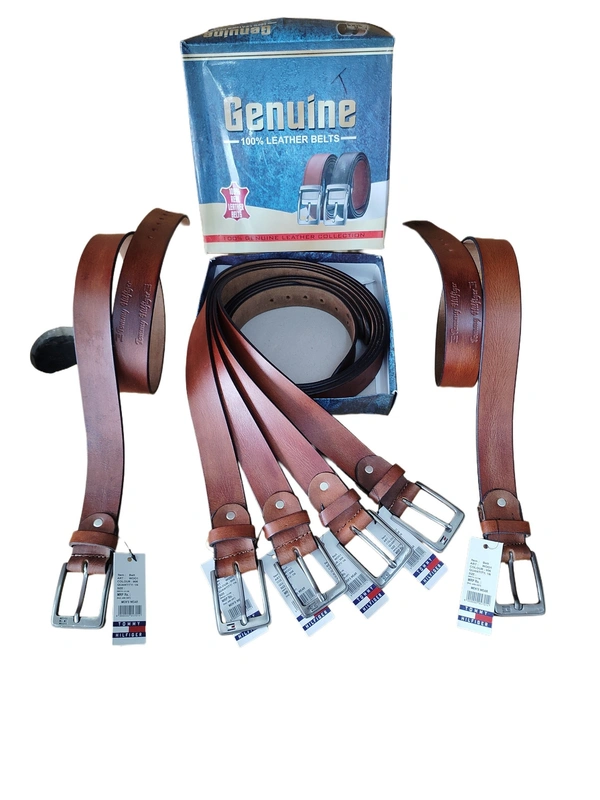 40 MM MENS GENUINE LEATHER BROWN COLOR BELT SIZE -42-52-(6 SIZE) - FREE SIZE, 6