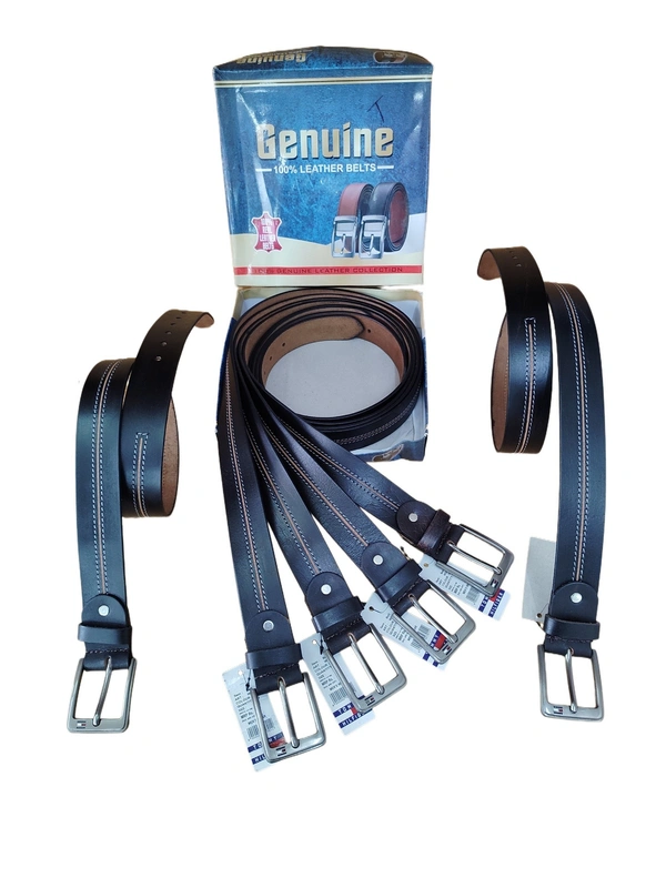 40MM P2C DESING MEN GENUINE LEATHER BLACK COLOR BELT SIZE -42-52(6 SIZE) - FREE SIZE, 6