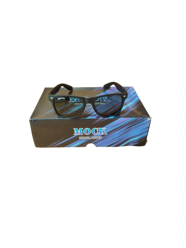 MEN'S BLACK OUTER LENS LOGO PRINTED STYLISH SUNGLASES - FREE SIZE, 12