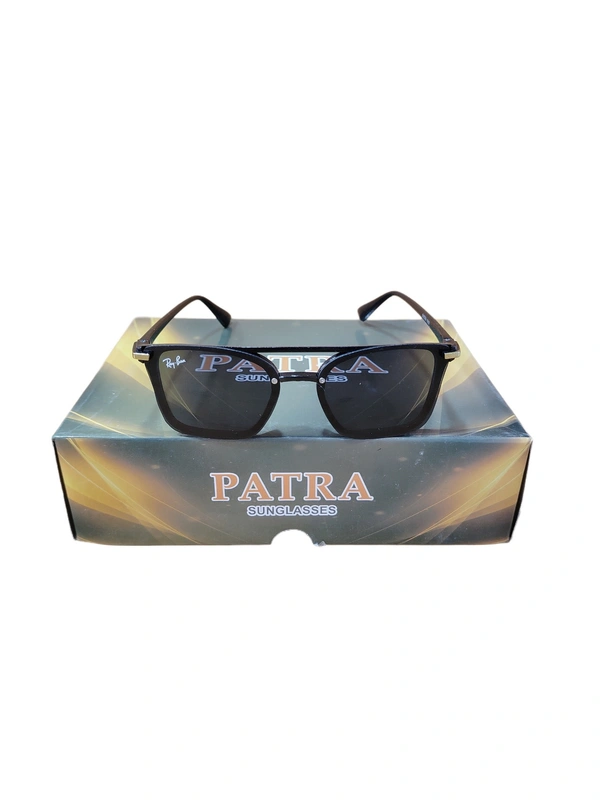 MEN'S BLACK OUTER LENS LOGO PRINTED STYLISH SUNGLASES - FREE SIZE, 12