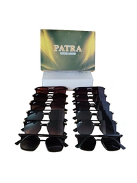 MEN'S BLACK OUTER LENS LOGO PRINTED STYLISH SUNGLASES - FREE SIZE, 12