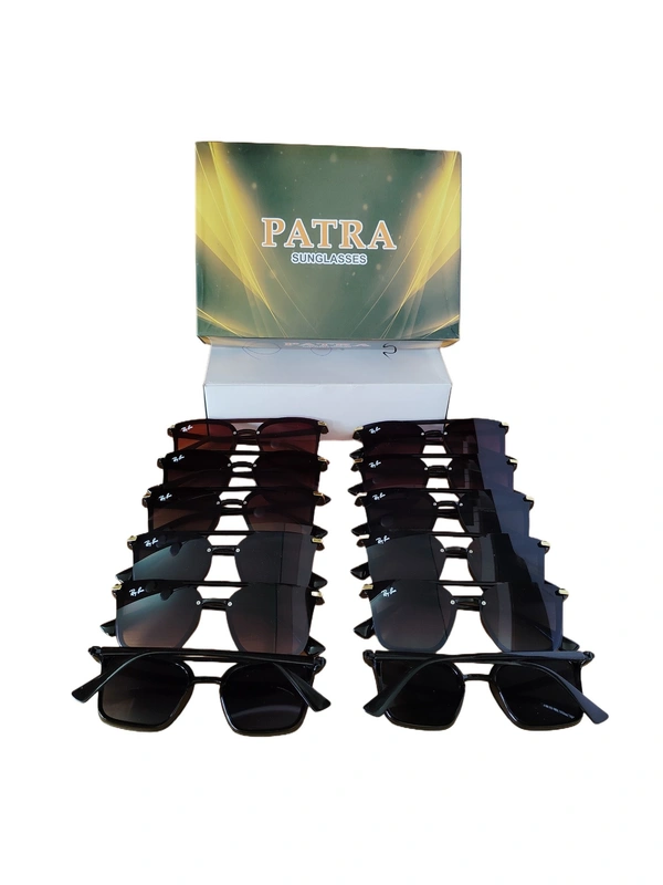 MEN'S BLACK OUTER LENS LOGO PRINTED STYLISH SUNGLASES - FREE SIZE, 12