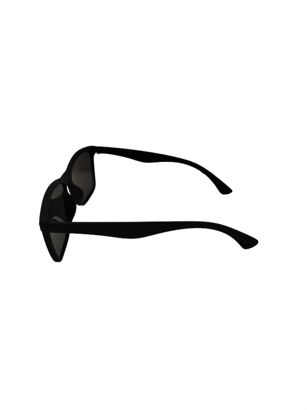 MEN'S BLACK RUBBER FRAME SIDE LOGO PRINTED WAYFARER SUNGLASES - FREE SIZE, 12