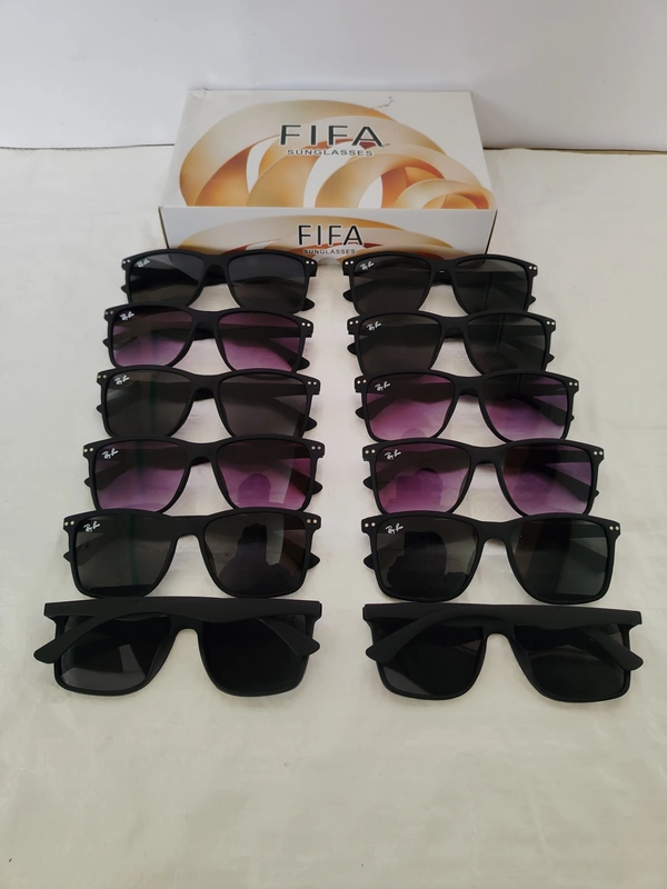 MEN'S BLACK RUBBER FRAME SIDE LOGO PRINTED WAYFARER SUNGLASES - FREE SIZE, 12