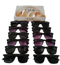 MEN'S BLACK RUBBER FRAME SIDE LOGO PRINTED WAYFARER SUNGLASES - FREE SIZE, 12