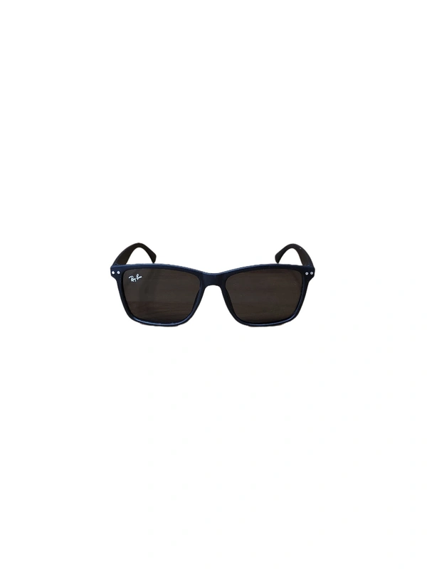 BLACK RUBBER FRAME WAYFARER BLACK SUNGLASES WITH SIDE LOGO PRINTED - FREE SIZE, 12