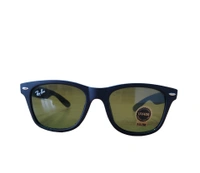 BLACK RUBBER FRAME WAYFARER BLACK SUNGLASES WITH SIDE LOGO PRINTED - FREE SIZE, 12