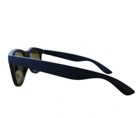 BLACK RUBBER FRAME WAYFARER BLACK SUNGLASES WITH SIDE LOGO PRINTED - FREE SIZE, 12
